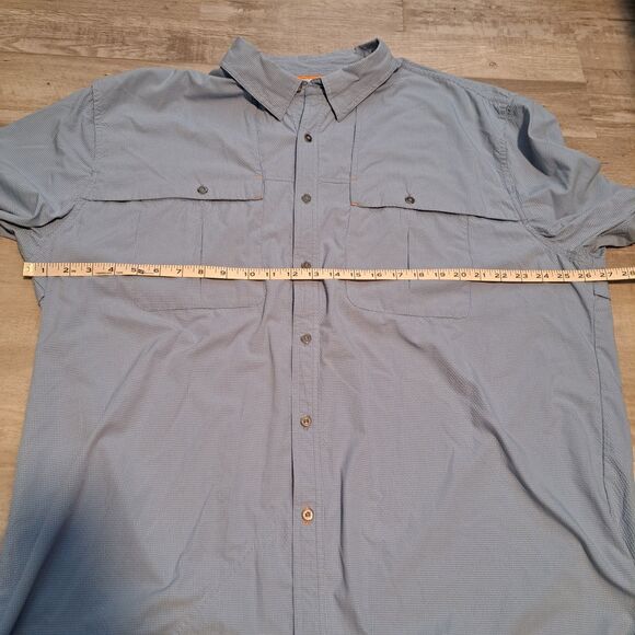 Orvis Shirt Men XXL Blue Button Down Short Sleeve Vented Fishing Hiking Tech - Picture 14 of 15